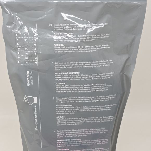 Puma Goalkeeper Football Soccer Gloves Unisex Size 9 041926 01 White New - Picture 5 of 7